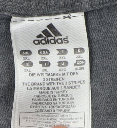 Adidas Men's Grey Logo T-Shirt 2XL Casual Sportswear