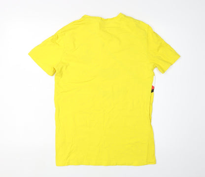 George Men's Yellow Cartoon Graphic T-Shirt, Size S