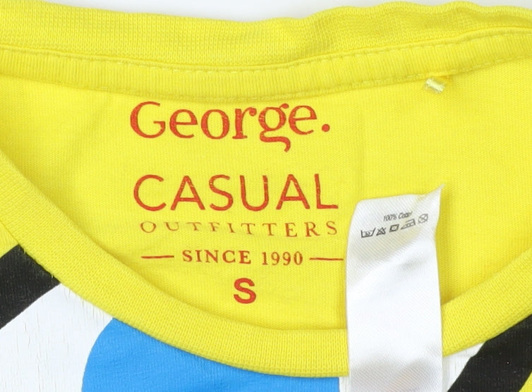 George Men's Yellow Cartoon Graphic T-Shirt, Size S