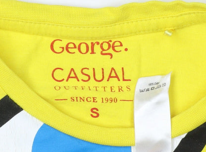 George Men's Yellow Cartoon Graphic T-Shirt, Size S