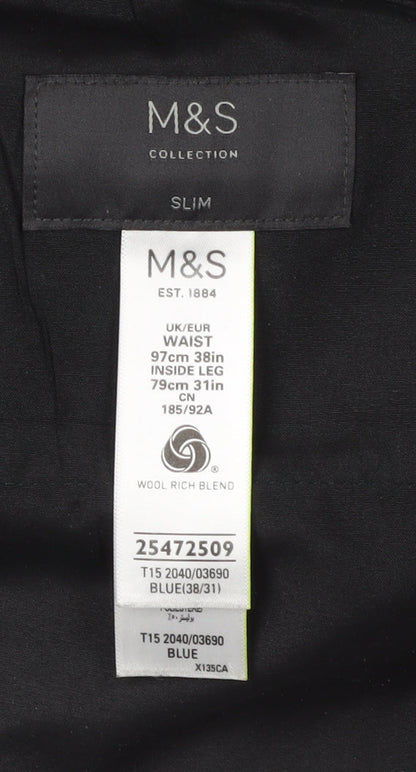 Marks and Spencer Men's Blue Slim Dress Pants