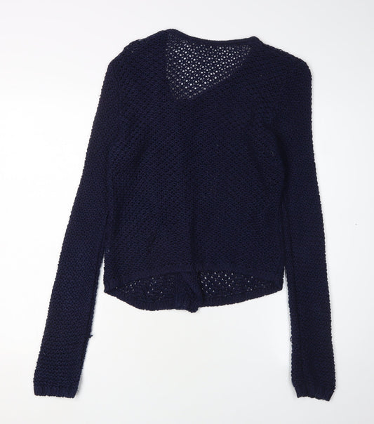 Gap Women's Blue Cardigan, V-Neck, M, Open-Knit, Zip Accent