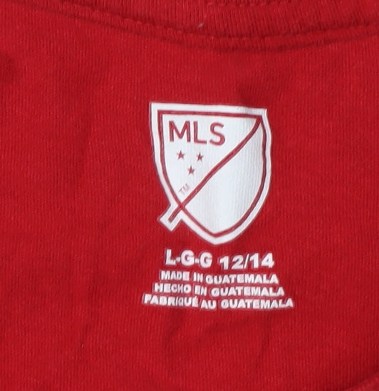 MLS Boys Red T-Shirt, Size L, Sports Graphic Print