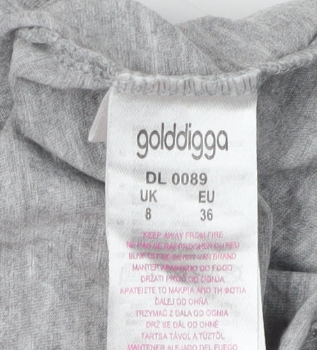 Golddigga Women's Grey T-Shirt Size 8 Animal Print