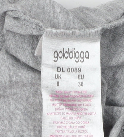 Golddigga Women's Grey T-Shirt Size 8 Animal Print