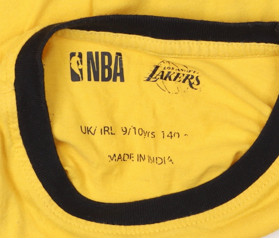 NBA Boys Yellow Lakers T-Shirt 9-10 Years Sports Graphic