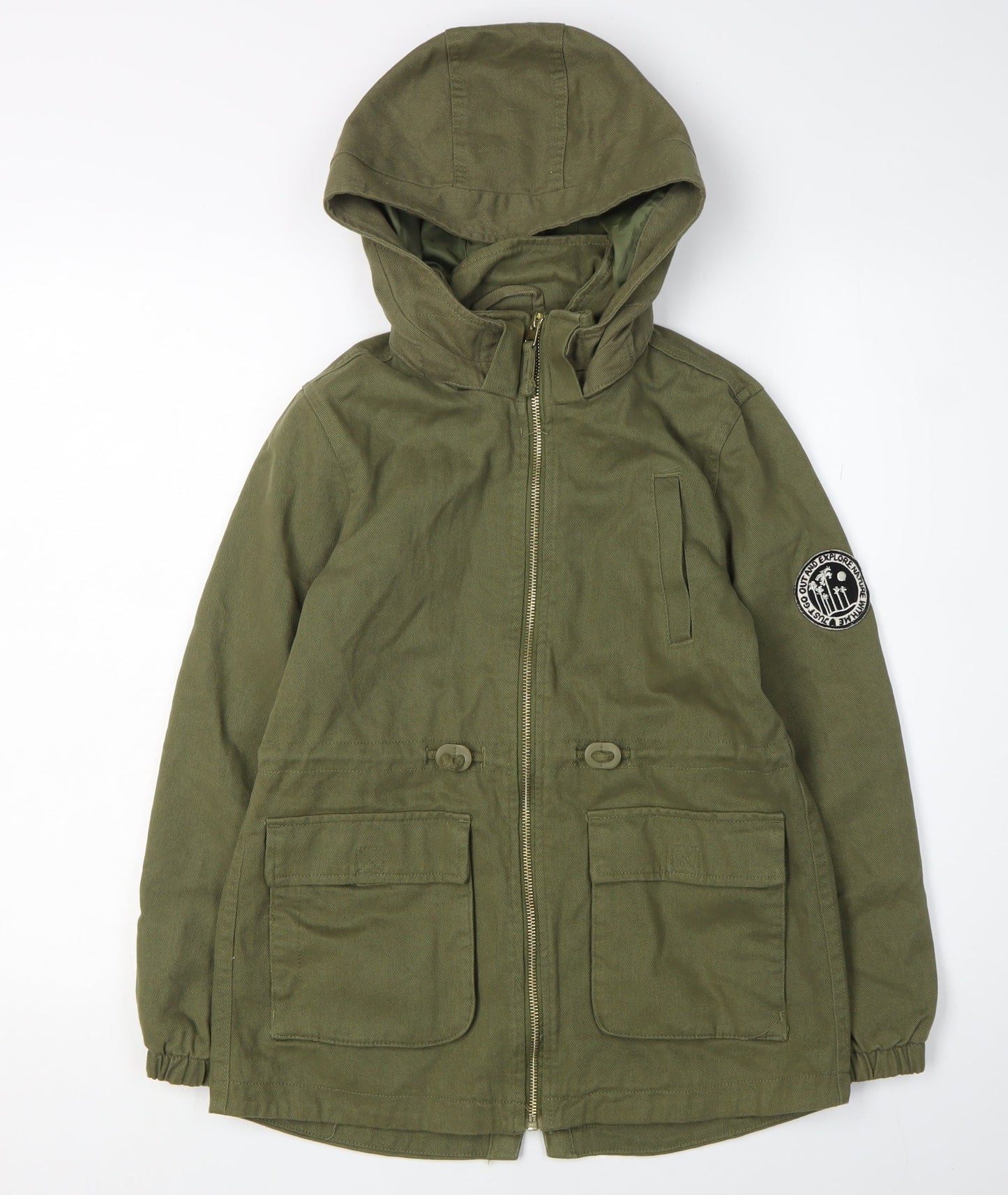 H&M Girls Green Parka Coat 10 Years Long Hooded