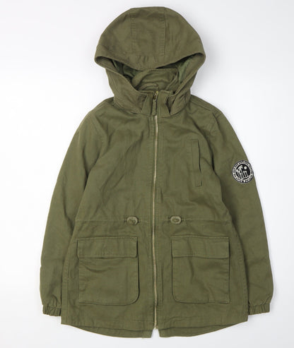 H&M Girls Green Parka Coat 10 Years Long Hooded