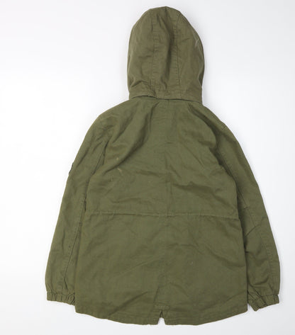H&M Girls Green Parka Coat 10 Years Long Hooded