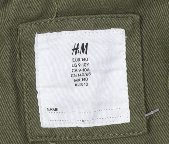 H&M Girls Green Parka Coat 10 Years Long Hooded
