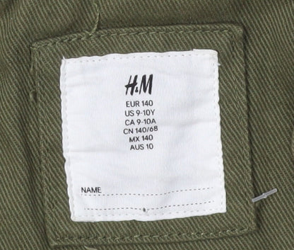 H&M Girls Green Parka Coat 10 Years Long Hooded