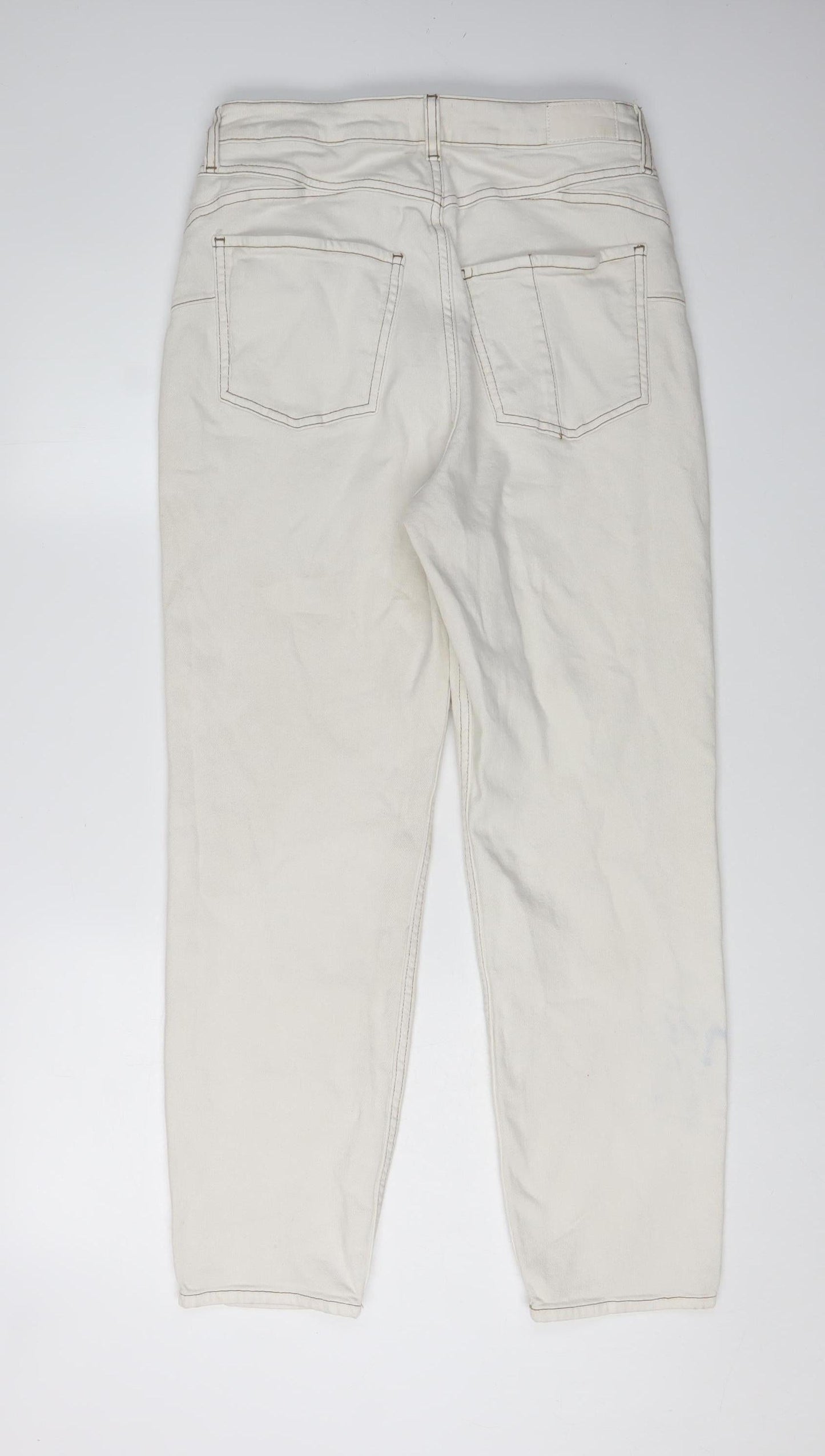 River Island Women's Ivory High-Waisted Jeans Size 12