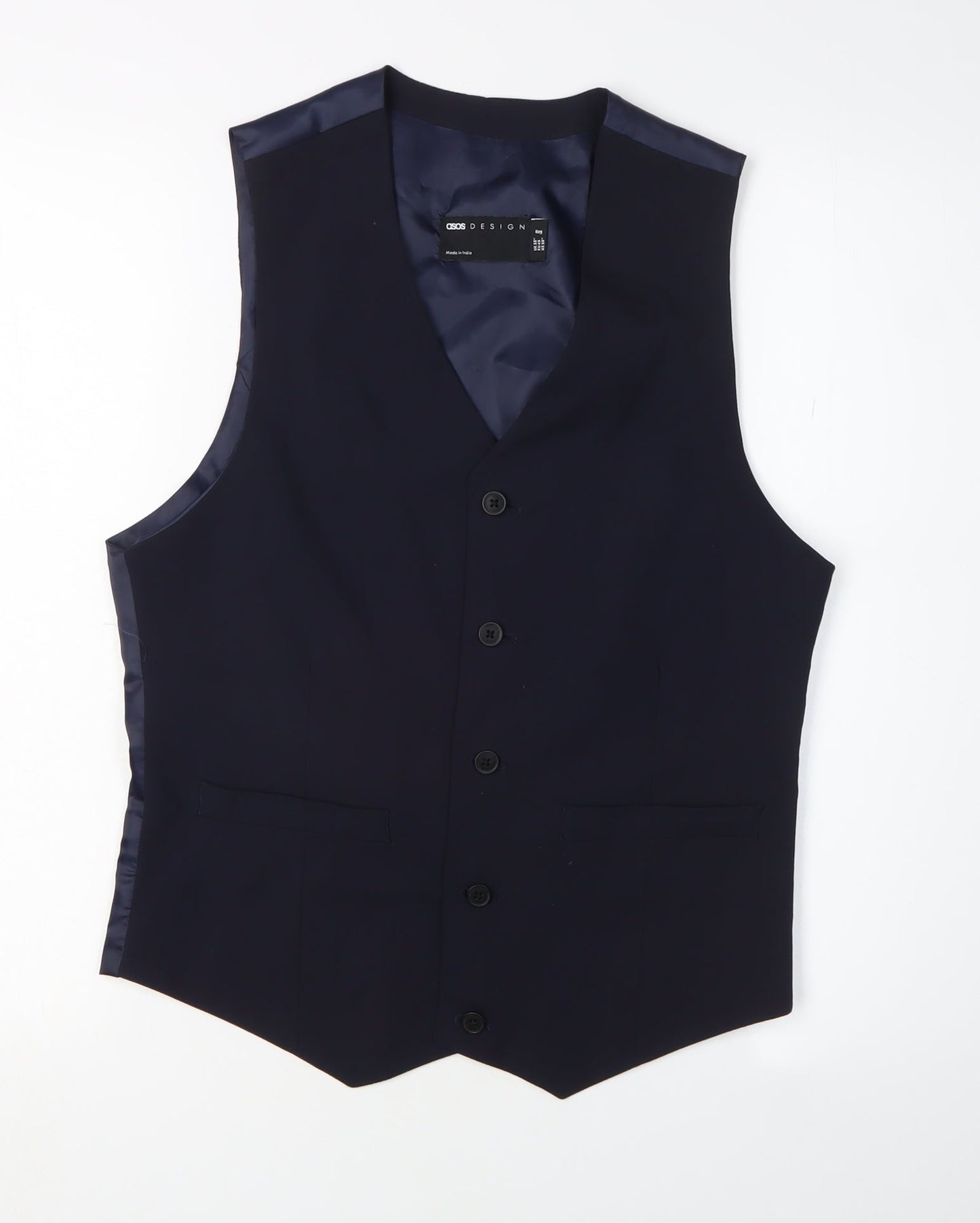 ASOS DESIGN Men's Blue Waistcoat, Size 38, Regular Fit