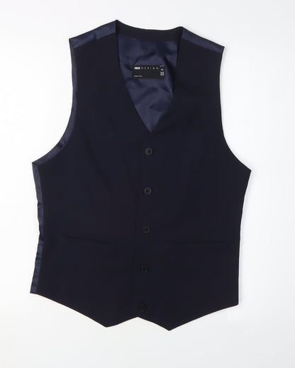 ASOS DESIGN Men's Blue Waistcoat, Size 38, Regular Fit