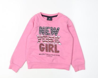 Beverly Hills Polo Club Girls Pink Pullover Sweatshirt 5-6 Years