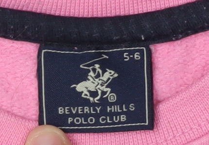 Beverly Hills Polo Club Girls Pink Pullover Sweatshirt 5-6 Years