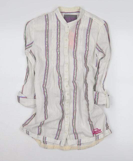 Womens UK Size XS Superdry White Basic Button-Up