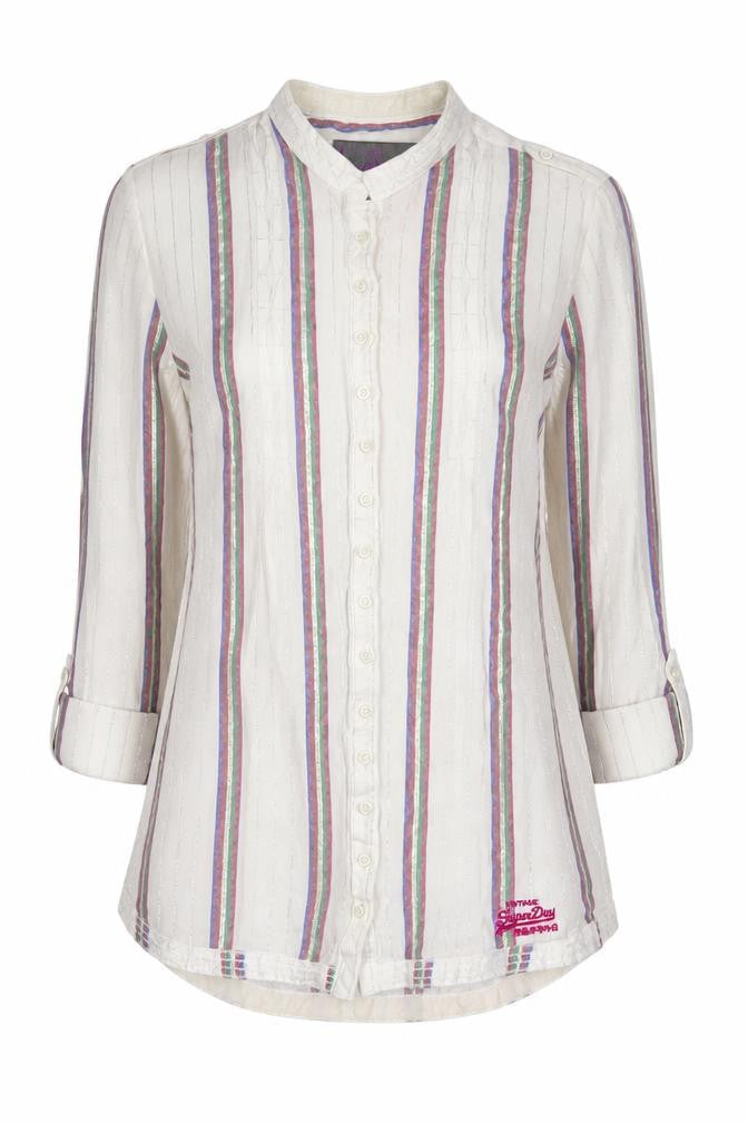 Womens UK Size XS Superdry White Basic Button-Up
