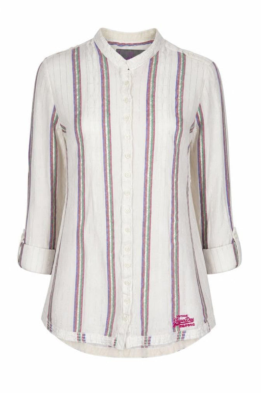 Womens UK Size XS Superdry White Basic Button-Up