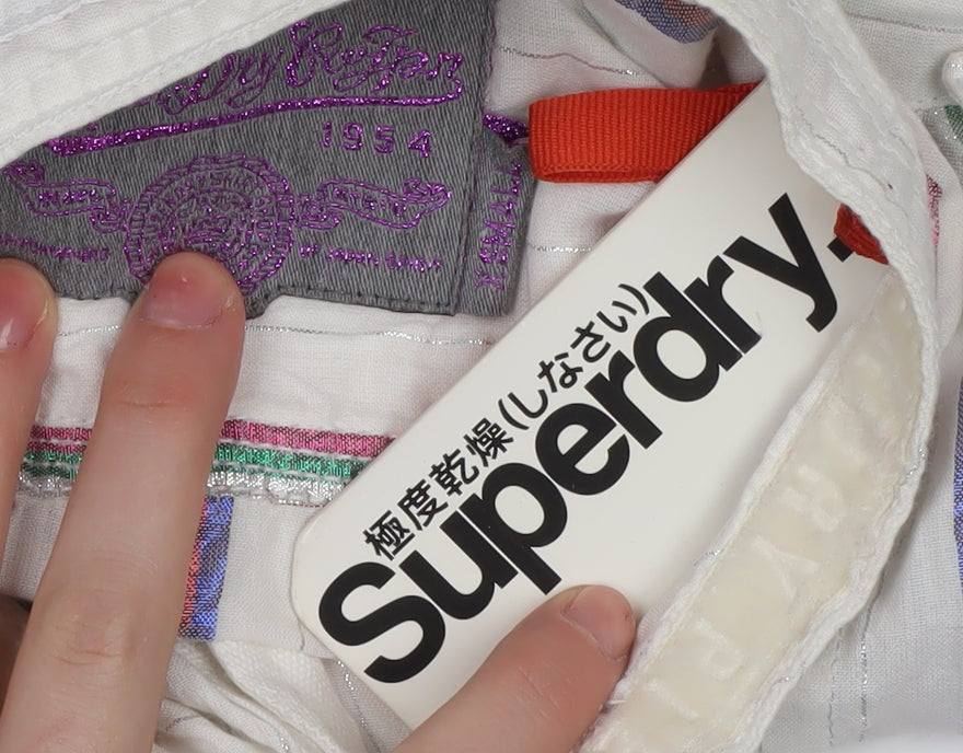 Womens UK Size XS Superdry White Basic Button-Up