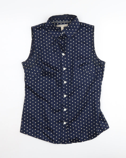 Banana Republic Women's Petites Blue Polka Dot Blouse