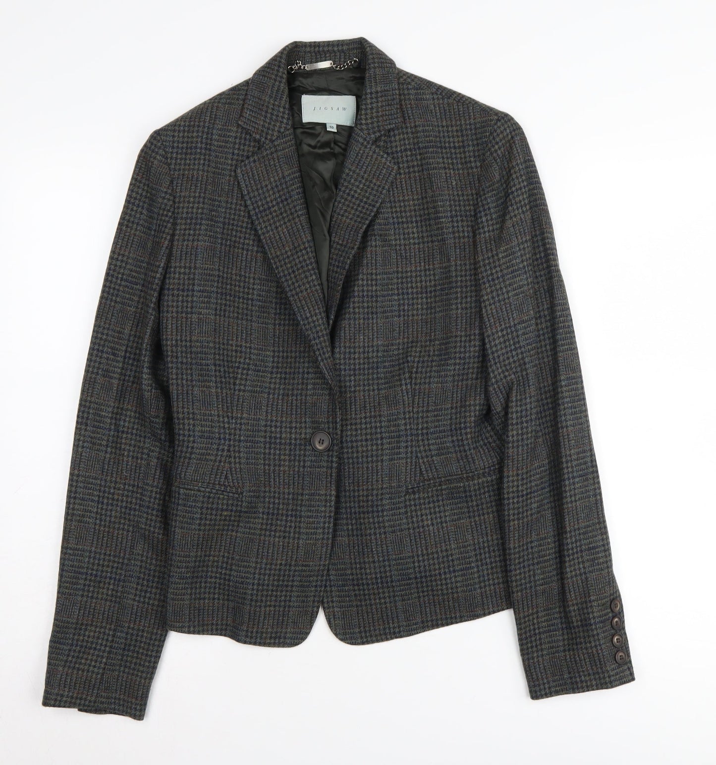 Jigsaw Women's Grey Check Suit Jacket, Size 10