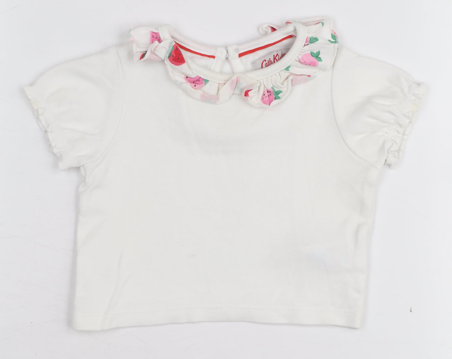 Cath Kids White Baby T-Shirt, Unisex, 0-3 Months, Ruffled Accent