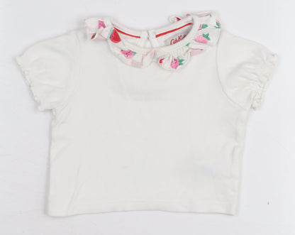 Cath Kids White Baby T-Shirt, Unisex, 0-3 Months, Ruffled Accent