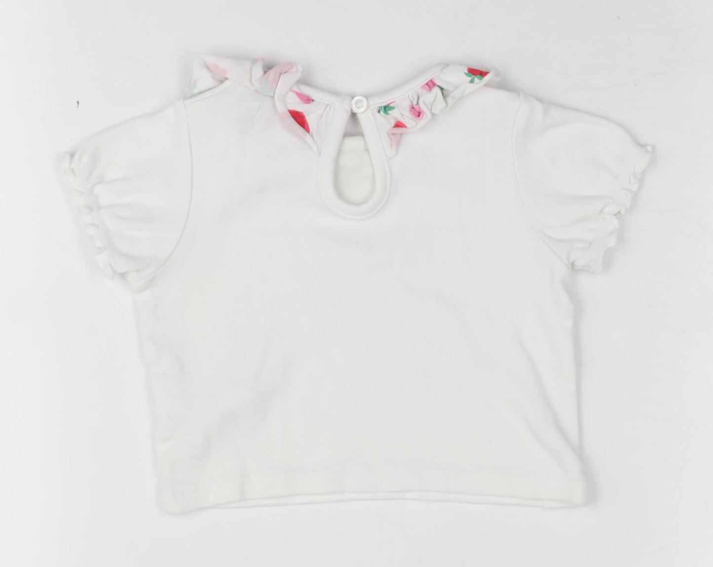 Cath Kids White Baby T-Shirt, Unisex, 0-3 Months, Ruffled Accent