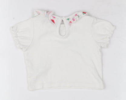 Cath Kids White Baby T-Shirt, Unisex, 0-3 Months, Ruffled Accent