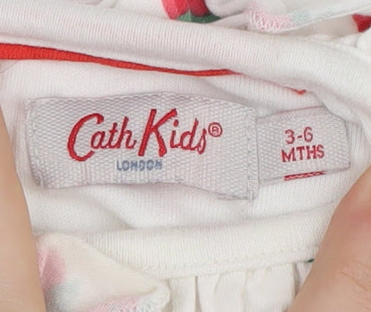 Cath Kids White Baby T-Shirt, Unisex, 0-3 Months, Ruffled Accent
