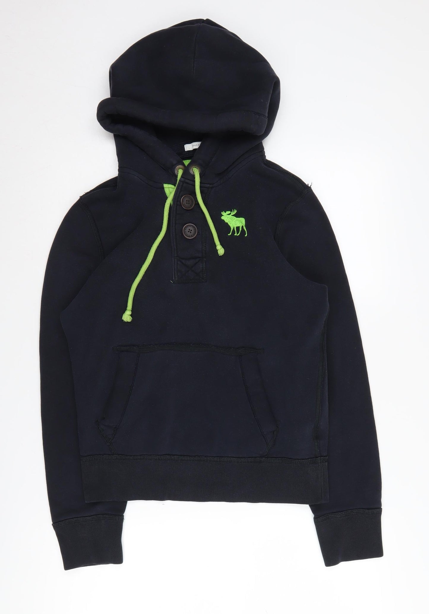 Abercrombie & Fitch Men's Black Henley Hoodie Size S