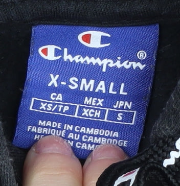 Champion Womens Black XS Hoodie Pullover Logo Casual
