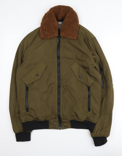 ASOS Men's Green Bomber Jacket, S, Zipped Pockets