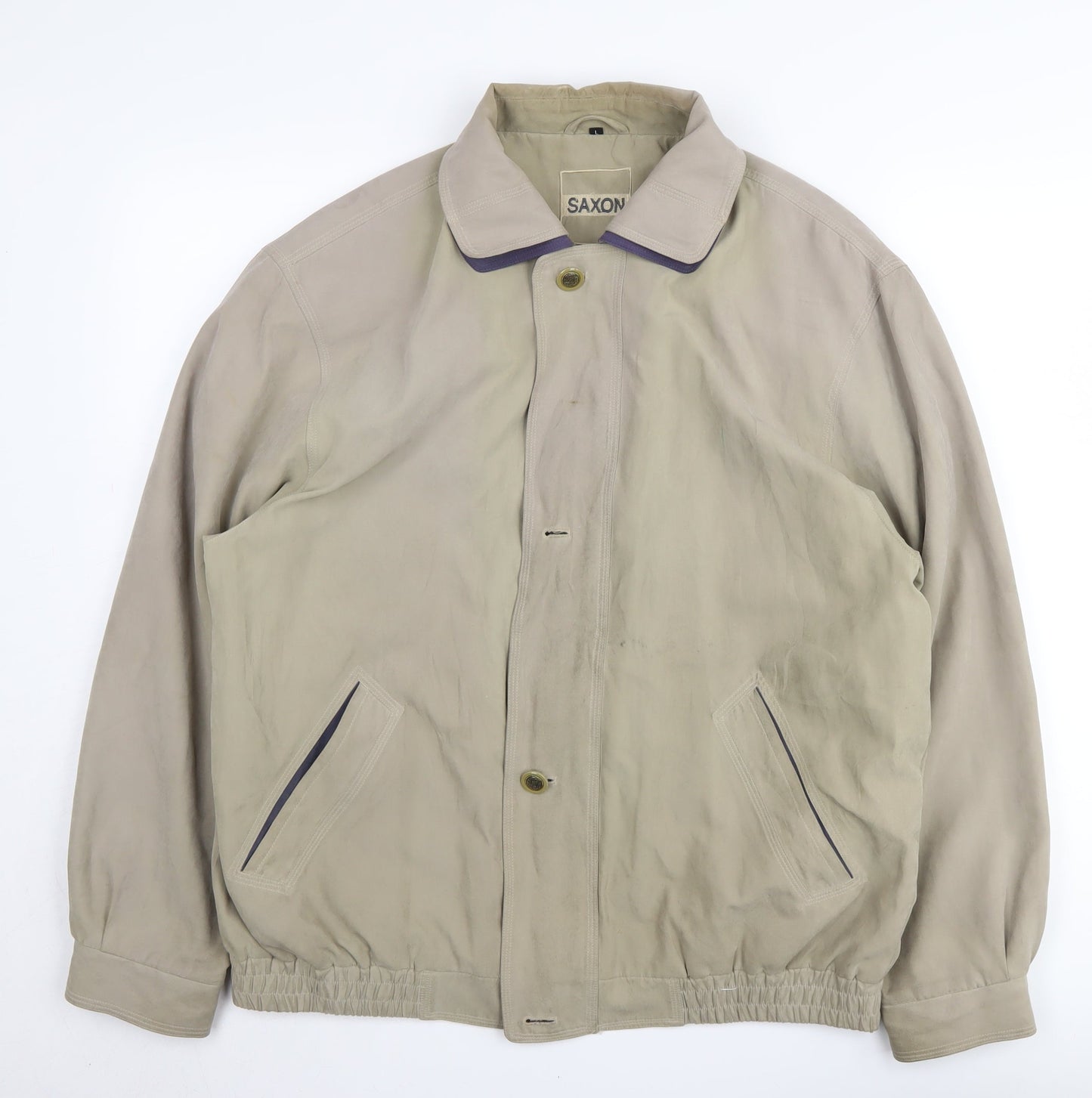 Mens UK Size L Saxon Beige Bomber Jacket