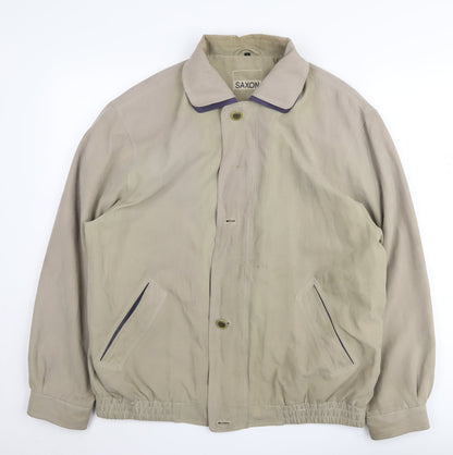 Mens UK Size L Saxon Beige Bomber Jacket