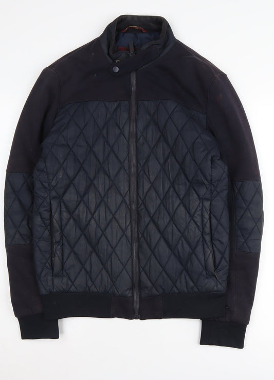 Zara Men's Black Quilted Jacket M Casual