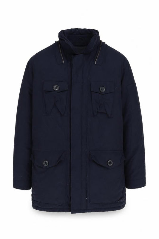 Front view of French Connection Men's Blue Parka Jacket - M