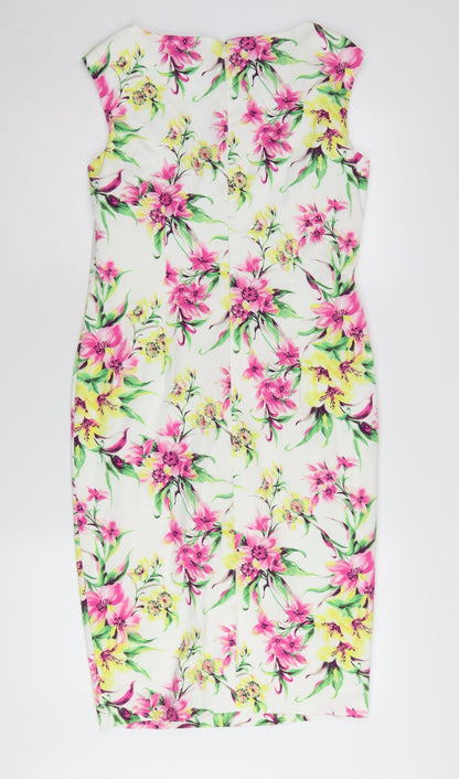 Viyella Petites Floral Sheath Dress Size 8, Multicoloured