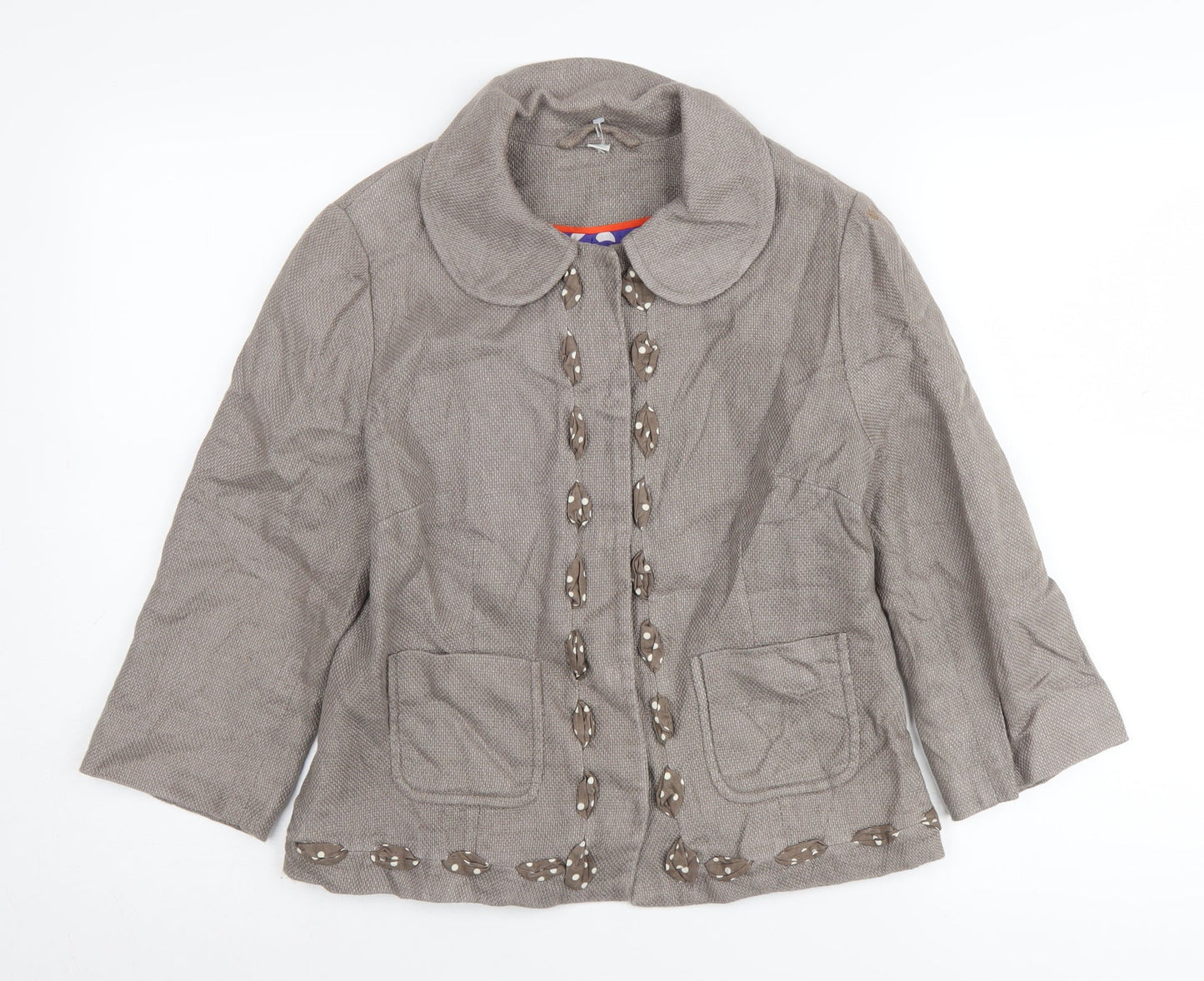 Boden Women's Brown Jacket UK 10 Casual Linen Blend