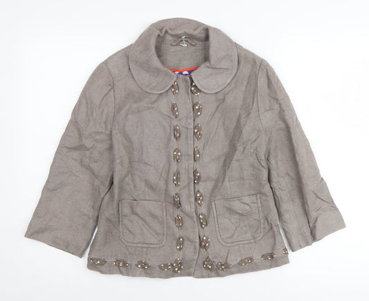 Boden Women's Brown Jacket UK 10 Casual Linen Blend