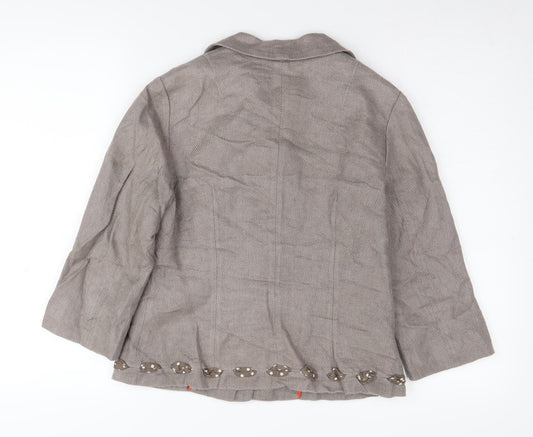 Boden Women's Brown Jacket UK 10 Casual Linen Blend