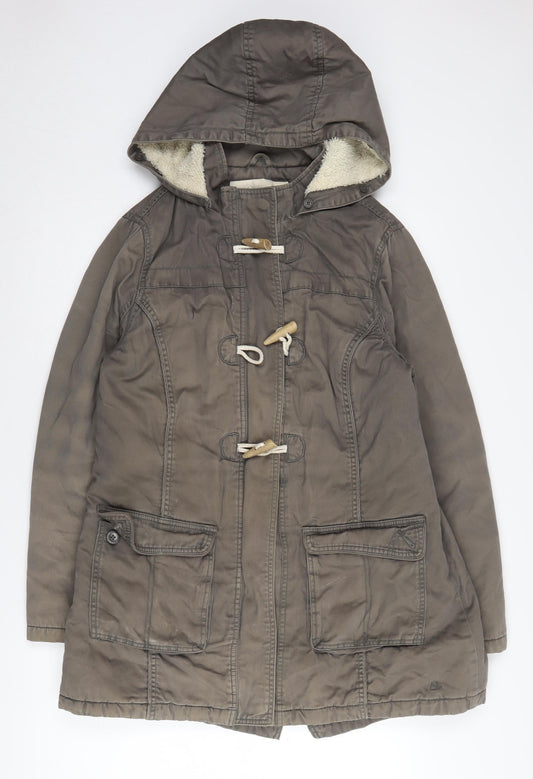 Mantaray Women's Brown Duffle Coat Size 16 Hooded Toggle Casual