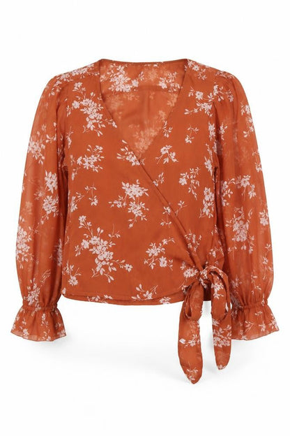 Womens UK Size XS Abercrombie & Fitch Brown Wrap Blouse