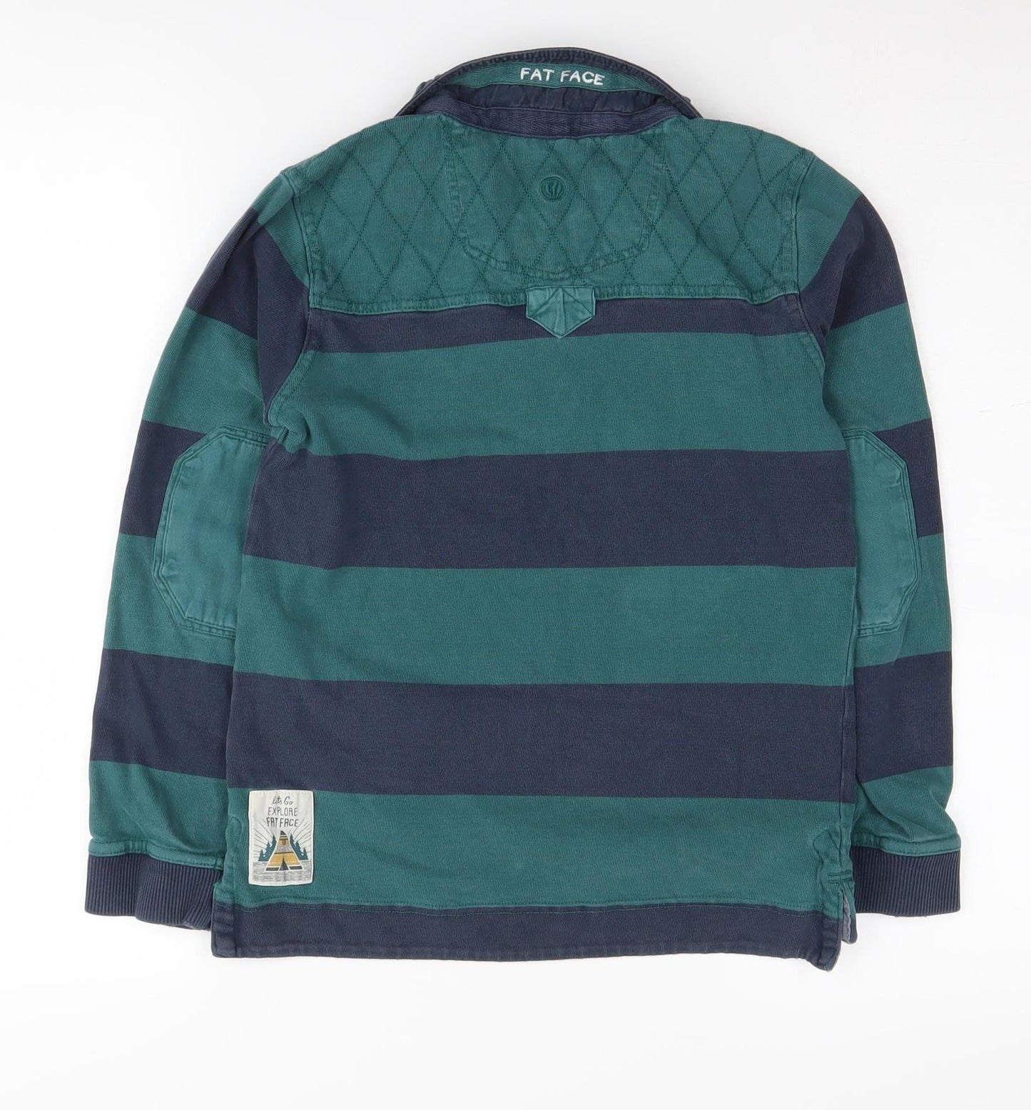 Fat Face Boys Green Striped Polo Shirt 146cm - Cotton, Casual