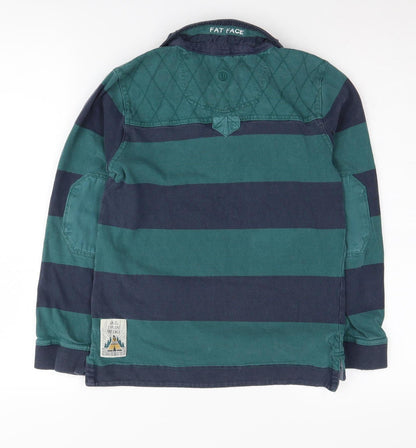 Fat Face Boys Green Striped Polo Shirt 146cm - Cotton, Casual
