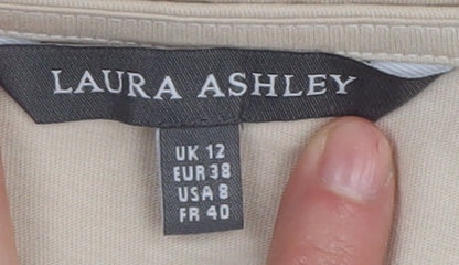 Laura Ashley Women's Beige Size 12 Embroidered T-Shirt