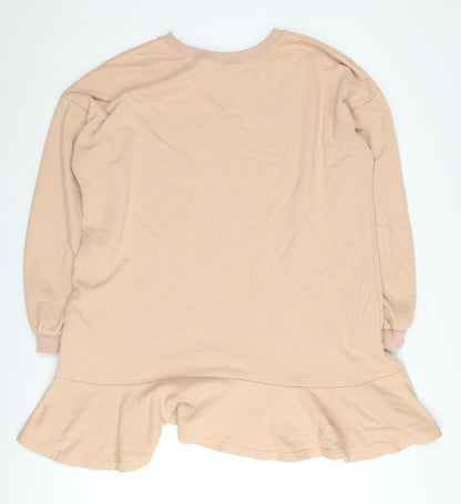 Happy Girls Are The Prettiest Women's Beige Tunic Sweatshirt Size L