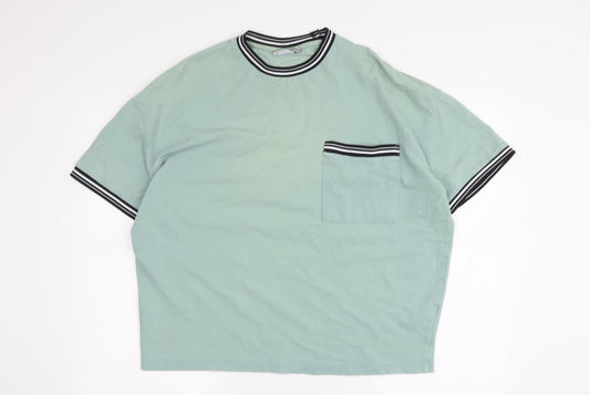 ASOS DESIGN Green Unisex Ringer T-Shirt, S - Casual Comfort