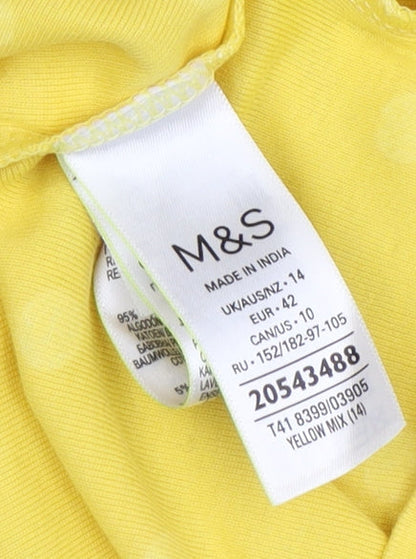 Womens UK Size 14 Marks and Spencer Yellow  T-Shirt